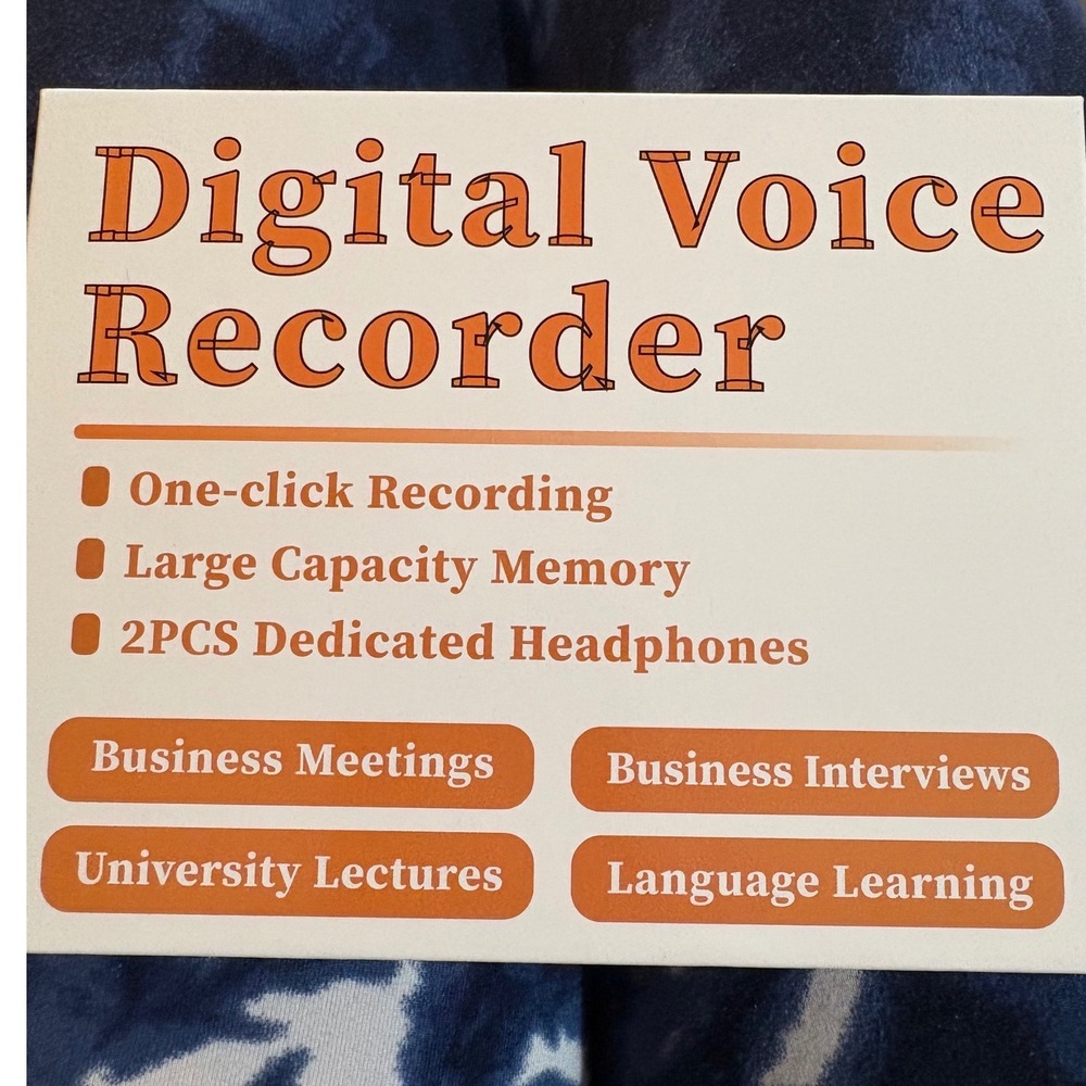Digital Voice Recorder with 2 Pairs Headphones for Meetings and Lectures Black
